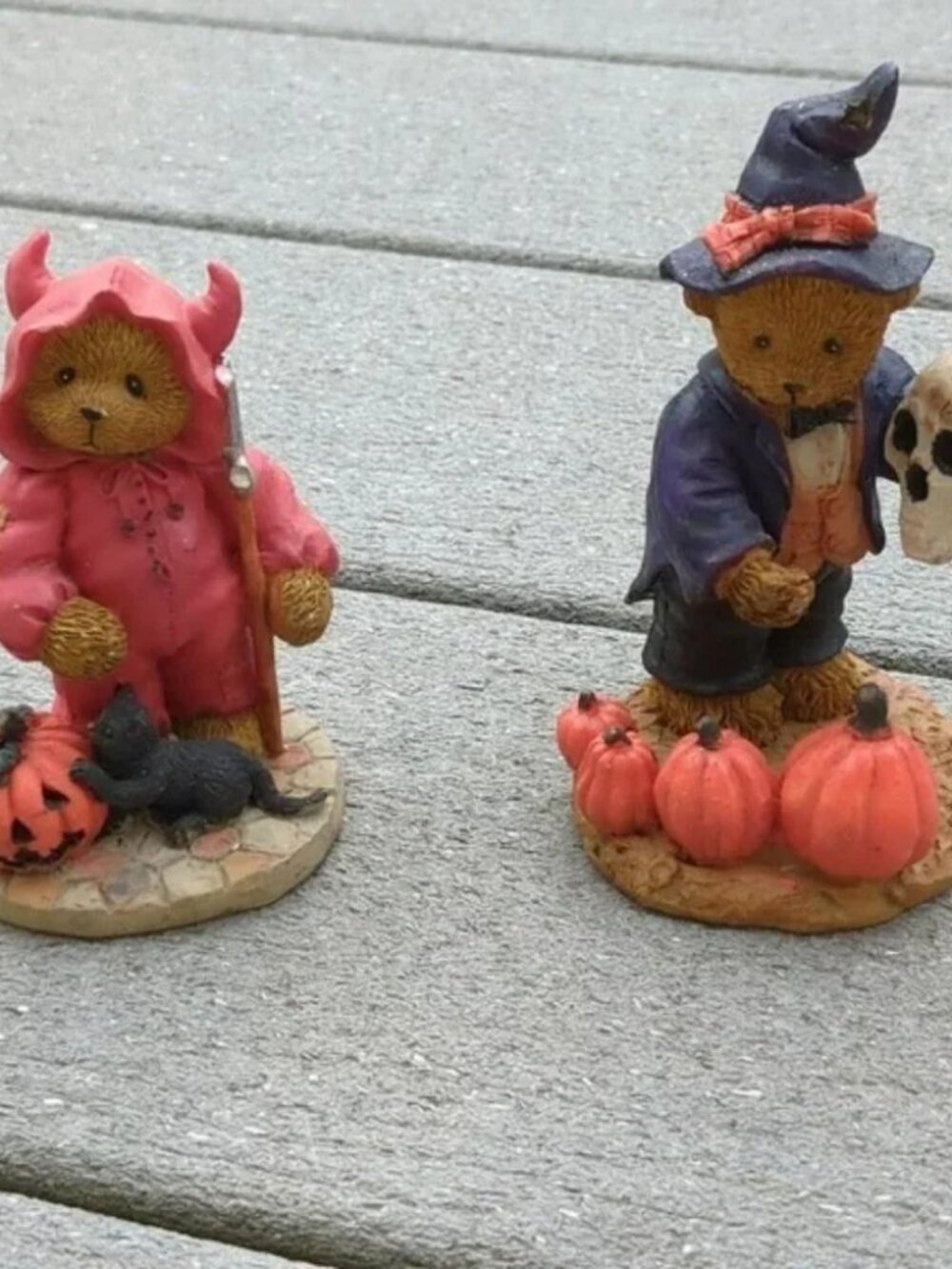 Set of Nantucket Wooden Halloween Bear Figurines